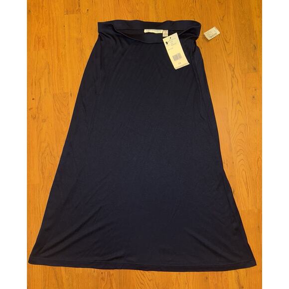 NWT A Line by Anne Klein Navy Midnight Blue Pull On Maxi Skirt Gothic Sz 10 VTG - Picture 1 of 4